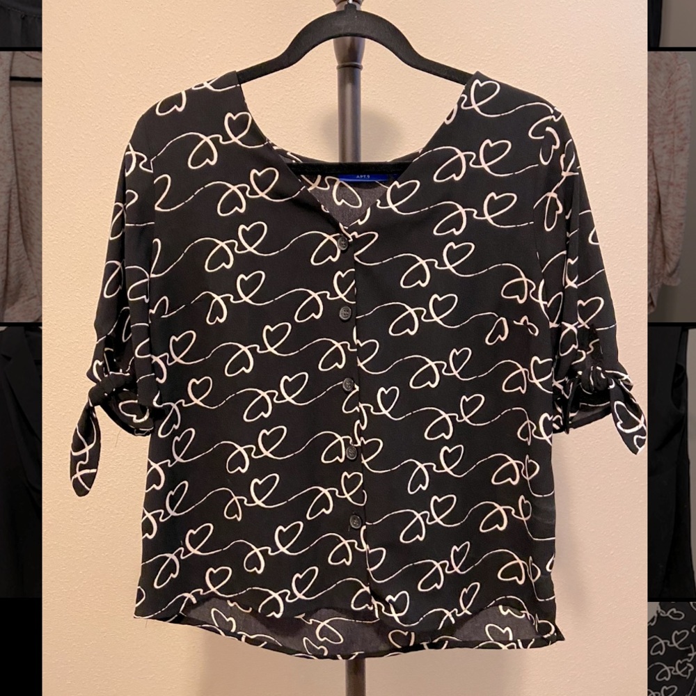 Apt 9 Button Down Blouse with Tie Sleeves